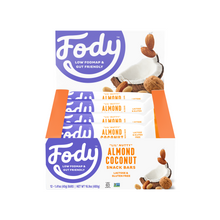 Load image into Gallery viewer, &lt;br&gt; Low FODMAP &lt;br&gt; &lt;b&gt;&lt;big&gt;Almond Coconut Bars &lt;br&gt;(Box of 12 Bars)&lt;/big&gt;&lt;/b&gt;&lt;br&gt;&lt;small&gt;Gluten &amp; Lactose Free&lt;/small&gt;
