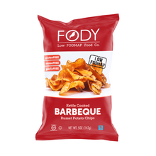 Load image into Gallery viewer, &lt;b&gt;&lt;big&gt; Low FODMAP BBQ Chips &lt;/big&gt;&lt;/b&gt;&lt;br&gt; Kettle-Cooked &lt;br&gt;&lt;small&gt;Onion, Garlic, and Gluten-Free&lt;/small&gt;
