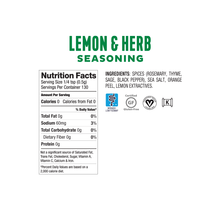 Load image into Gallery viewer, &lt;b&gt;&lt;big&gt; Low FODMAP &lt;br&gt; Lemon &amp; Herb Seasoning&lt;/b&gt;&lt;/big&gt; &lt;br&gt; &lt;small&gt; Gluten, Onion, and Garlic Free&lt;/small&gt;
