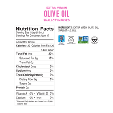 Load image into Gallery viewer, &lt;b&gt;&lt;big&gt; Low FODMAP &lt;br&gt; Shallot Infused Olive Oil&lt;/big&gt;&lt;/b&gt;&lt;br&gt;&lt;small&gt; Extra-Virgin, Non-GMO, Made in Italy&lt;/small&gt;
