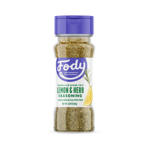 <b><big> Low FODMAP <br> Lemon & Herb Seasoning</b></big> <br> <small> Gluten, Onion, and Garlic Free</small>