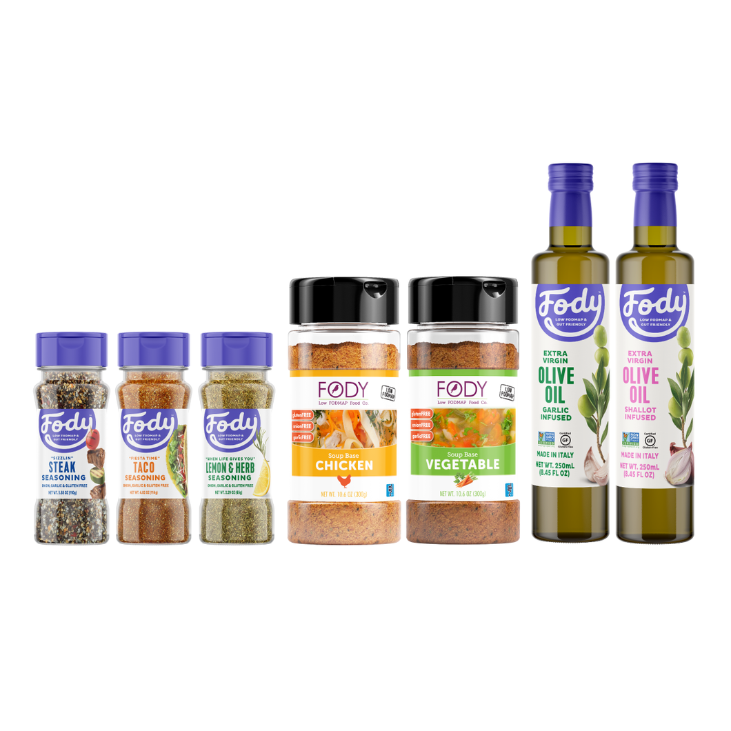 <b><big> Low FODMAP Kitchen Staples <br>Cook with Fody Pack </big></b> <br><small>Bundle & Save</small>